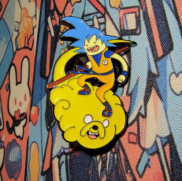 Blue and Yellow Cartoon Character Enamel Pin Dragon Ball Z Anime Adventure Time - Picture 1 of 3